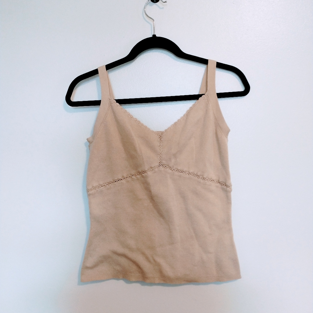 George Y2K crochet detail tan cami tank top size large